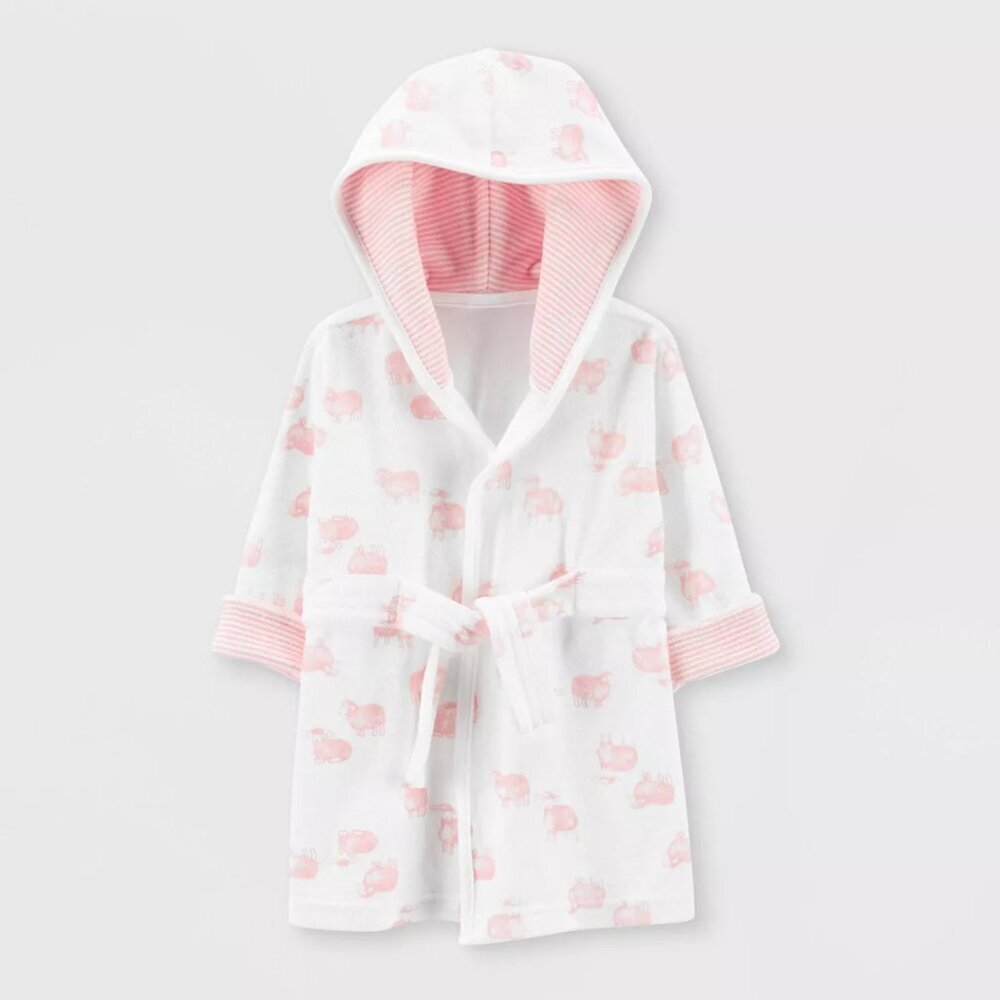 Carters Just One You Baby Girls Sheep Bath Robe Pink New 0-9m